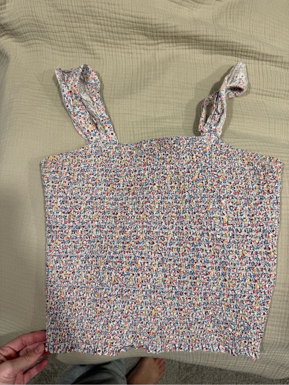 Smocked Multi-Color Floral Tank Top with ruffle Straps